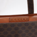 CELINE Macadam Canvas Hand Bag PVC Leather Brown Gold Auth ki6973V-15