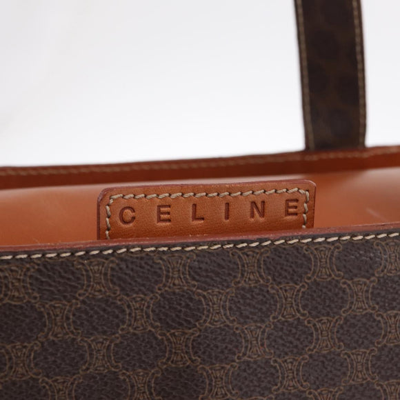 CELINE Macadam Canvas Hand Bag PVC Leather Brown Gold Auth ki6973V
