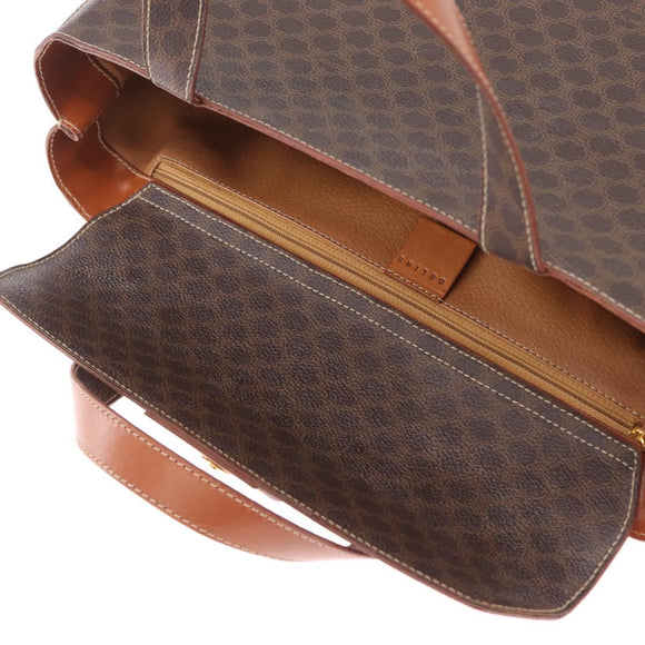 CELINE Macadam Canvas Hand Bag PVC Leather Brown Gold Auth ki6973V