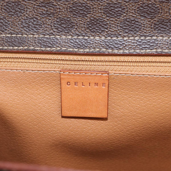 CELINE Macadam Canvas Hand Bag PVC Leather Brown Gold Auth ki6973V