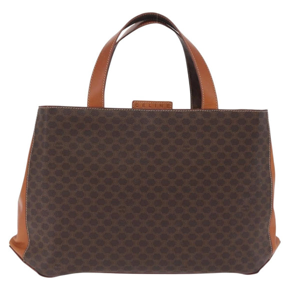CELINE Macadam Canvas Hand Bag PVC Leather Brown Gold Auth ki6973V
