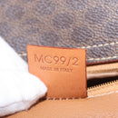 CELINE Macadam Canvas Hand Bag PVC Leather Brown Gold Auth ki6973V-23