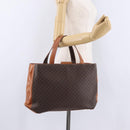 CELINE Macadam Canvas Hand Bag PVC Leather Brown Gold Auth ki6973V-24