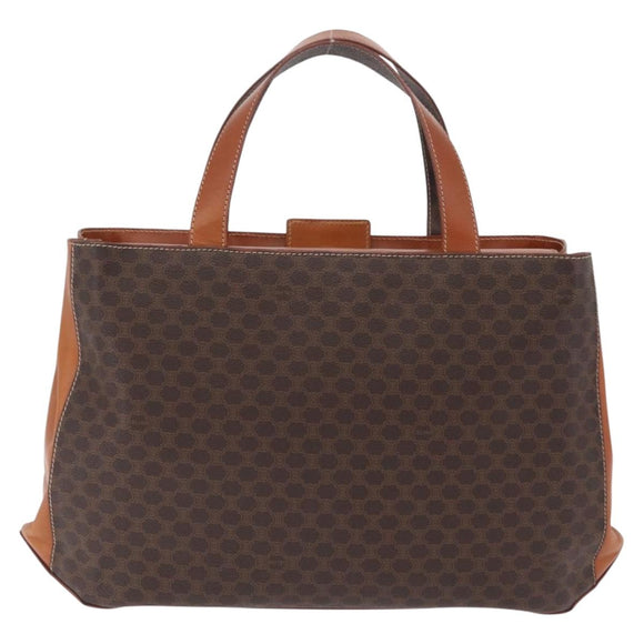 CELINE Macadam Canvas Hand Bag PVC Leather Brown Gold Auth ki6973V