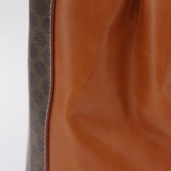 CELINE Macadam Canvas Hand Bag PVC Leather Brown Gold Auth ki6973V