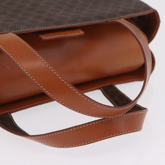 CELINE Macadam Canvas Hand Bag PVC Leather Brown Gold Auth ki6973V