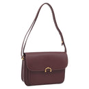 Cartier Shoulder Bag Leather Bordeaux Gold Auth ki6976V-1