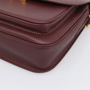 Cartier Shoulder Bag Leather Bordeaux Gold Auth ki6976V-10