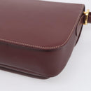 Cartier Shoulder Bag Leather Bordeaux Gold Auth ki6976V-12