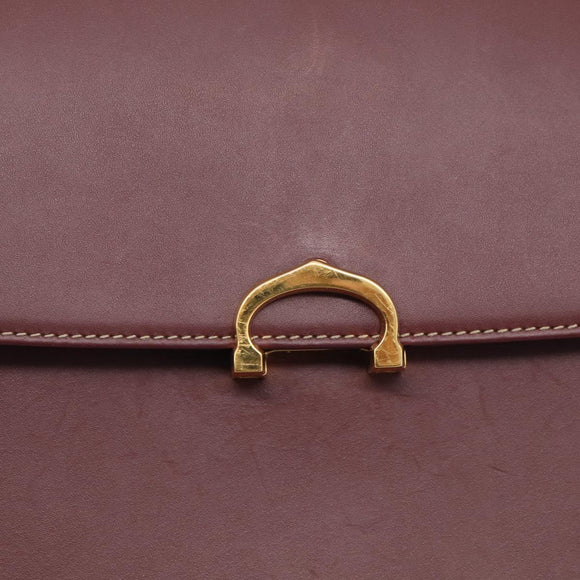 Cartier Shoulder Bag Leather Bordeaux Gold Auth ki6976V