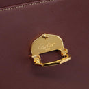 Cartier Shoulder Bag Leather Bordeaux Gold Auth ki6976V-15