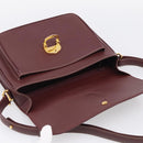 Cartier Shoulder Bag Leather Bordeaux Gold Auth ki6976V-17