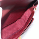 Cartier Shoulder Bag Leather Bordeaux Gold Auth ki6976V-19