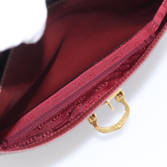 Cartier Shoulder Bag Leather Bordeaux Gold Auth ki6976V