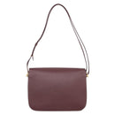 Cartier Shoulder Bag Leather Bordeaux Gold Auth ki6976V-3