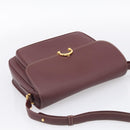 Cartier Shoulder Bag Leather Bordeaux Gold Auth ki6976V-6