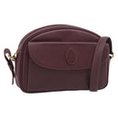Cartier Shoulder Bag Leather Bordeaux Gold Auth ki6977-1