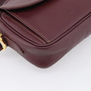 Cartier Shoulder Bag Leather Bordeaux Gold Auth ki6977-11