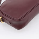 Cartier Shoulder Bag Leather Bordeaux Gold Auth ki6977-13