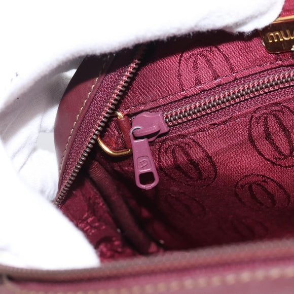 Cartier Shoulder Bag Leather Bordeaux Gold Auth ki6977