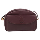 Cartier Shoulder Bag Leather Bordeaux Gold Auth ki6977-2