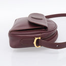 Cartier Shoulder Bag Leather Bordeaux Gold Auth ki6977-4