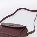 Cartier Shoulder Bag Leather Bordeaux Gold Auth ki6977-8
