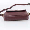 Cartier Shoulder Bag Leather Bordeaux Gold Auth ki6977-9