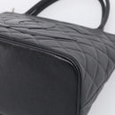CHANEL COCO Mark Standard Tote Bag Caviar Skin Black Silver CC Auth ki6980M-10