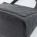 CHANEL COCO Mark Standard Tote Bag Caviar Skin Black Silver CC Auth ki6980M-12