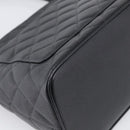 CHANEL COCO Mark Standard Tote Bag Caviar Skin Black Silver CC Auth ki6980M-13