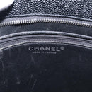 CHANEL COCO Mark Standard Tote Bag Caviar Skin Black Silver CC Auth ki6980M-16