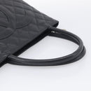 CHANEL COCO Mark Standard Tote Bag Caviar Skin Black Silver CC Auth ki6980M-7