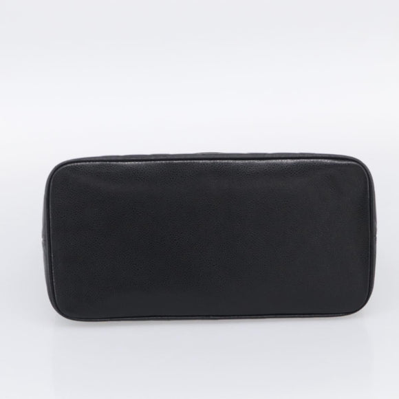 CHANEL COCO Mark Standard Tote Bag Caviar Skin Black Silver CC Auth ki6980M