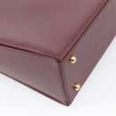 Cartier Turn Lock Hand Bag Leather Bordeaux Gold Auth ki6988M-13