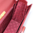 Cartier Turn Lock Hand Bag Leather Bordeaux Gold Auth ki6988M-16