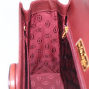 Cartier Turn Lock Hand Bag Leather Bordeaux Gold Auth ki6988M-17