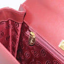 Cartier Turn Lock Hand Bag Leather Bordeaux Gold Auth ki6988M-18