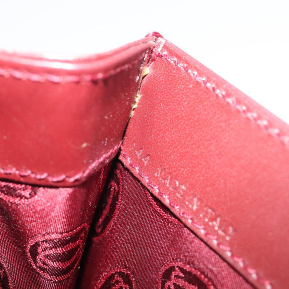 Cartier Turn Lock Hand Bag Leather Bordeaux Gold Auth ki6988M