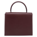 Cartier Turn Lock Hand Bag Leather Bordeaux Gold Auth ki6988M-3
