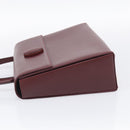 Cartier Turn Lock Hand Bag Leather Bordeaux Gold Auth ki6988M-4