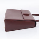 Cartier Turn Lock Hand Bag Leather Bordeaux Gold Auth ki6988M-5