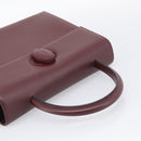 Cartier Turn Lock Hand Bag Leather Bordeaux Gold Auth ki6988M-7