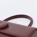 Cartier Turn Lock Hand Bag Leather Bordeaux Gold Auth ki6988M-8