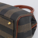 FENDI Pequin Canvas Mini Boston Bag PVC Black Brown Auth ki6990A-10