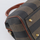 FENDI Pequin Canvas Mini Boston Bag PVC Black Brown Auth ki6990A-11