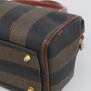 FENDI Pequin Canvas Mini Boston Bag PVC Black Brown Auth ki6990A-12