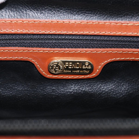 FENDI Pequin Canvas Mini Boston Bag PVC Black Brown Auth ki6990A