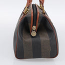 FENDI Pequin Canvas Mini Boston Bag PVC Black Brown Auth ki6990A-4