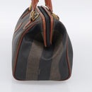 FENDI Pequin Canvas Mini Boston Bag PVC Black Brown Auth ki6990A-5